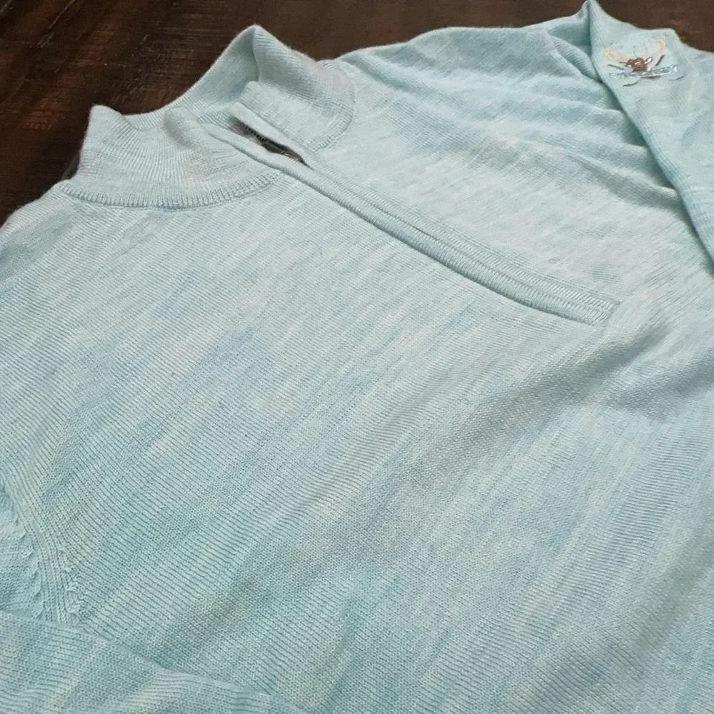 FootJoy Sweater Mens Large Blue 100% Wool 1/4 Zip Mock The Golf Club New Albany